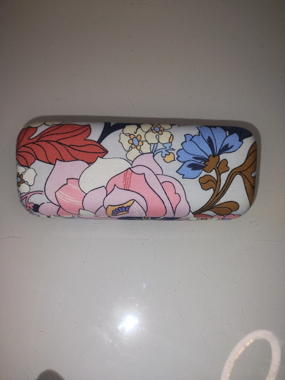 Vera Bradley Pink Floral Eyeglass Case with Navy Accents